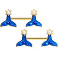 BodyCandy 14G 9/16 Gold Hue Iridescent Mermaid Tail Barbell Nipple Ring Set — main product shot