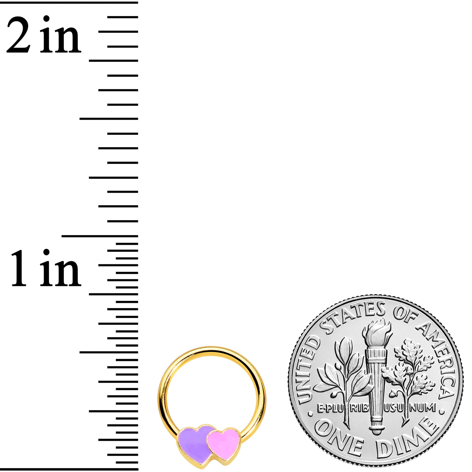 BodyCandy 16G 3/8 Gold Tone Purple Hearts BCR Captive Ring — lifestyle context