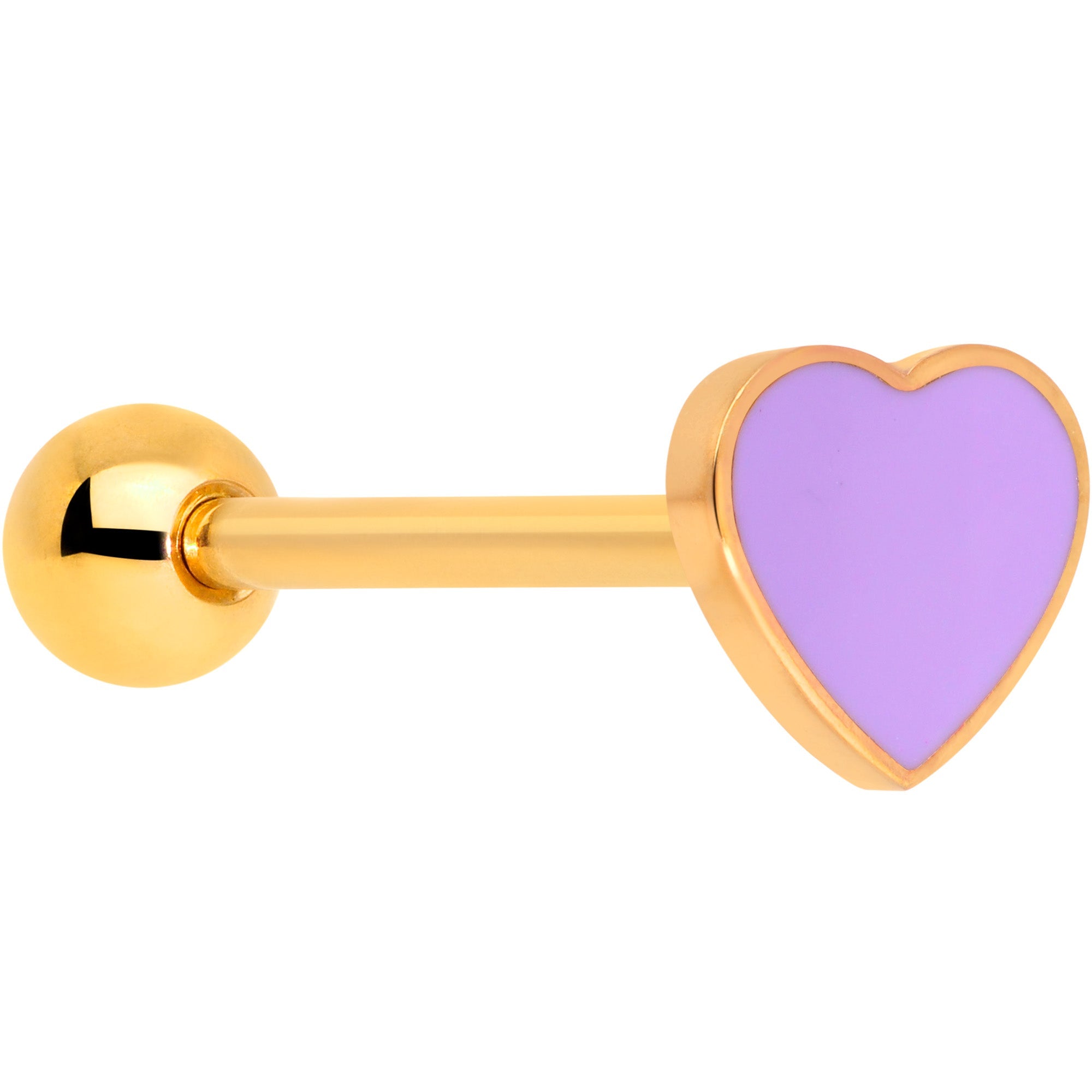 BodyCandy Gold Tone Purple Heart Valentines Day Barbell Tongue Ring — main product shot