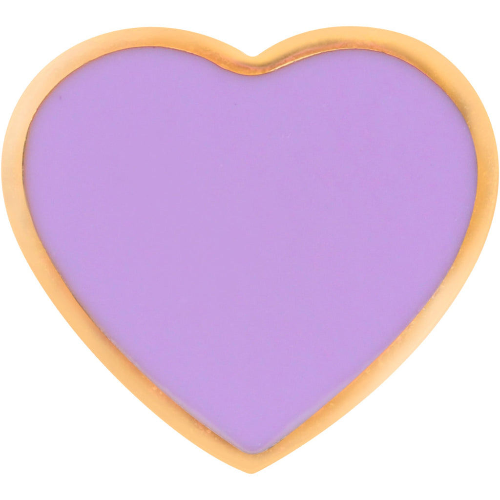 BodyCandy Gold Tone Purple Heart Valentines Day Barbell Tongue Ring — detail close-up