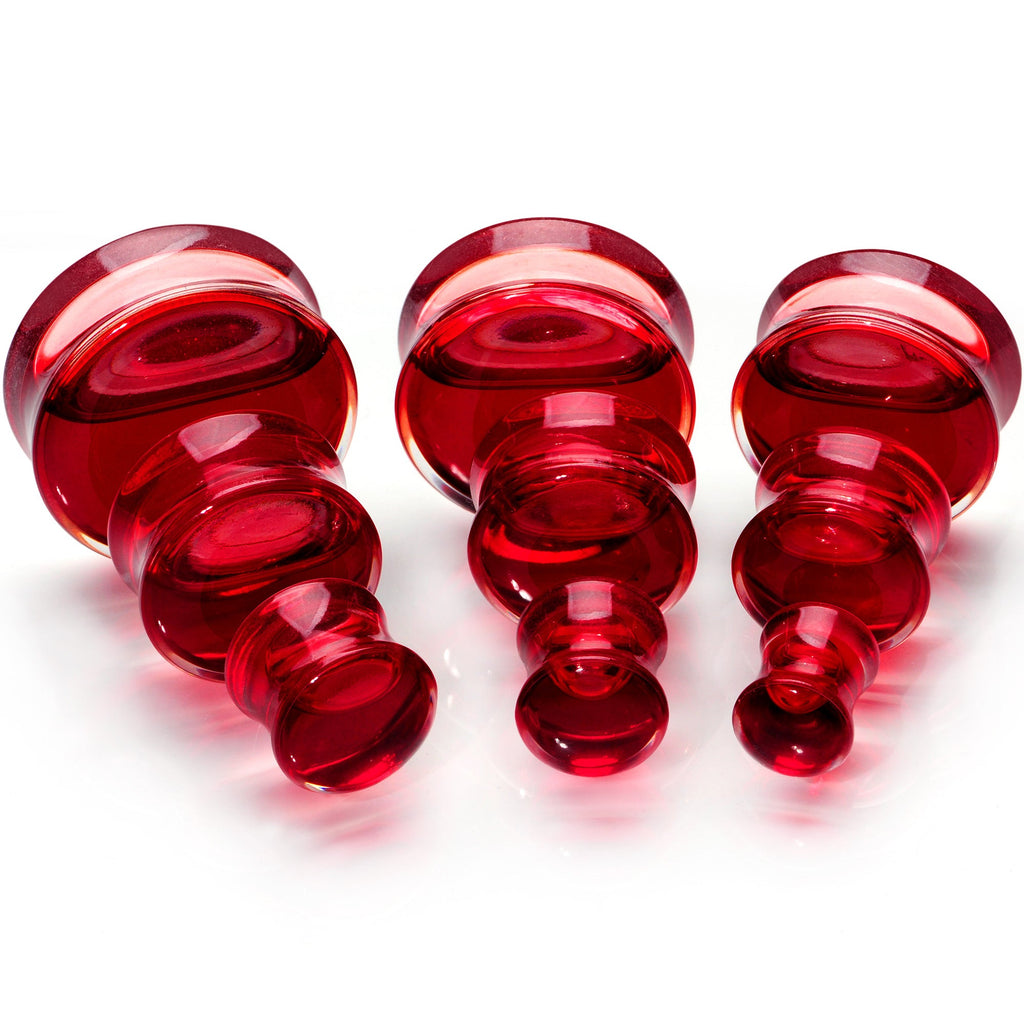 BodyCandy Acrylic Fake Blood Filled Halloween Saddle Plug Set 0G to 1 Inch — side view