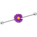 BodyCandy 14G Purple Daisy Industrial Barbell 38mm — main product shot