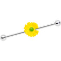 BodyCandy 14G Yellow Daisy Industrial Barbell 38mm — main product shot