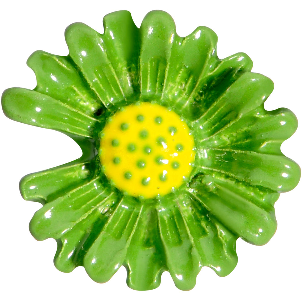 BodyCandy 16G 1/4 Green Daisy Flower Cartilage Tragus Earring — detail close-up