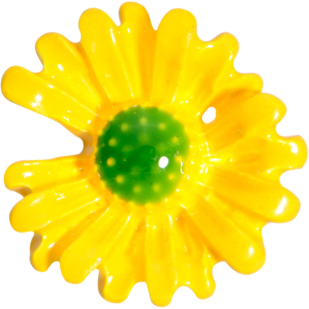 BodyCandy 16G 1/4 Yellow Daisy Flower Cartilage Tragus Earring — detail close-up