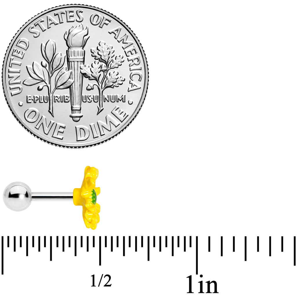 BodyCandy 16G 1/4 Yellow Daisy Flower Cartilage Tragus Earring — side view