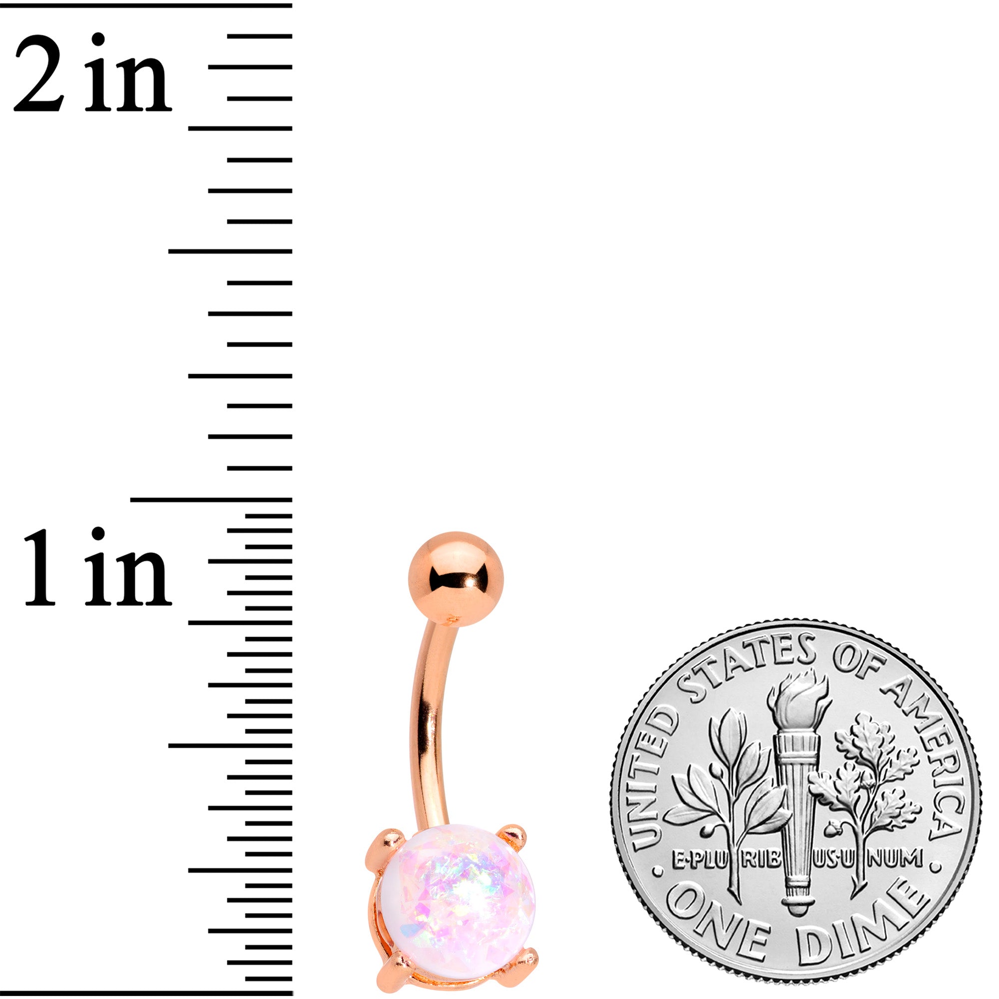 BodyCandy White Faux Opal Clear Gem Rose Gold Tone Aurora Belly Ring Set of 4 — alternative angle