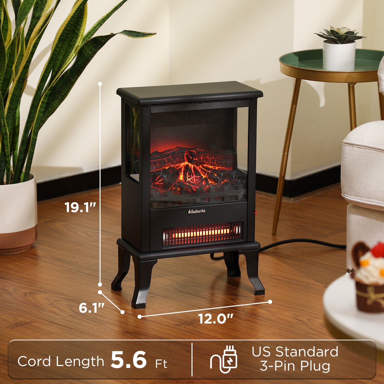 Suburbs TS17Q Electric Fireplace Stove Heater – TURBRO, view 4