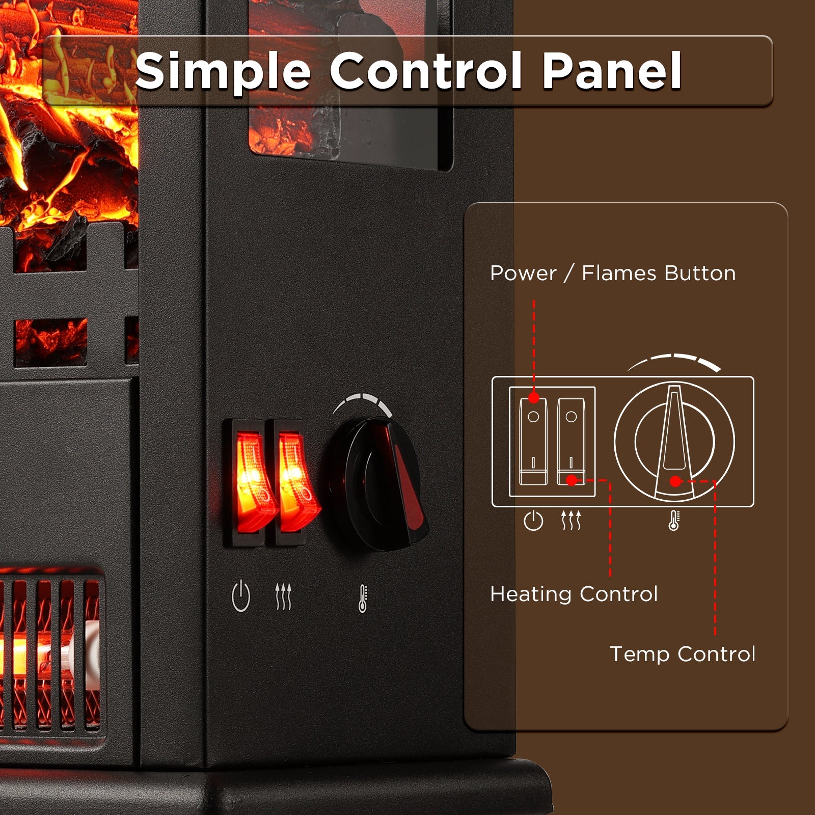 Suburbs TS17Q Electric Fireplace Stove Heater – TURBRO, view 5