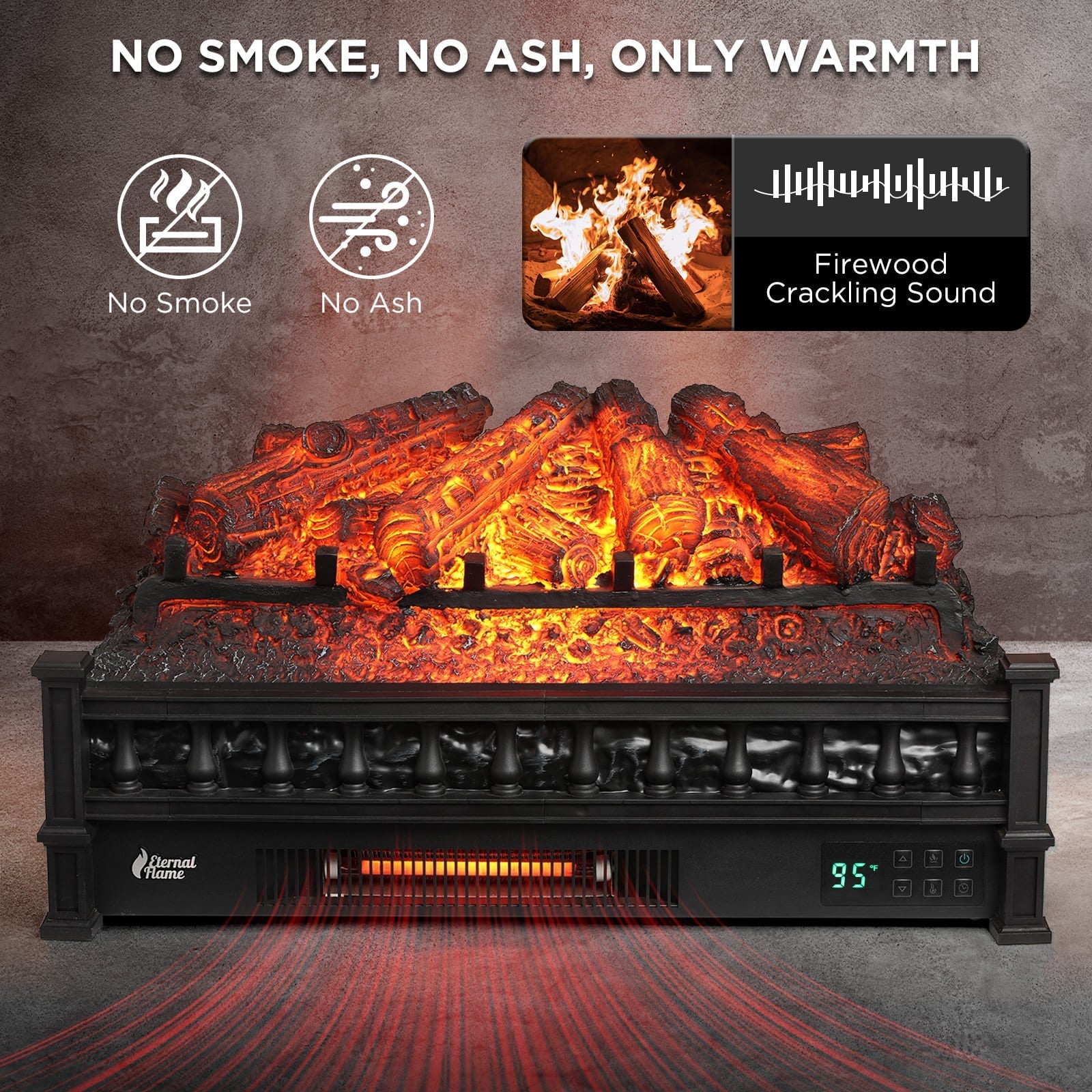 Eternal Flame EF26-PB Smart Electric Fireplace Logs, WiFi Enabled – TURBRO, view 3