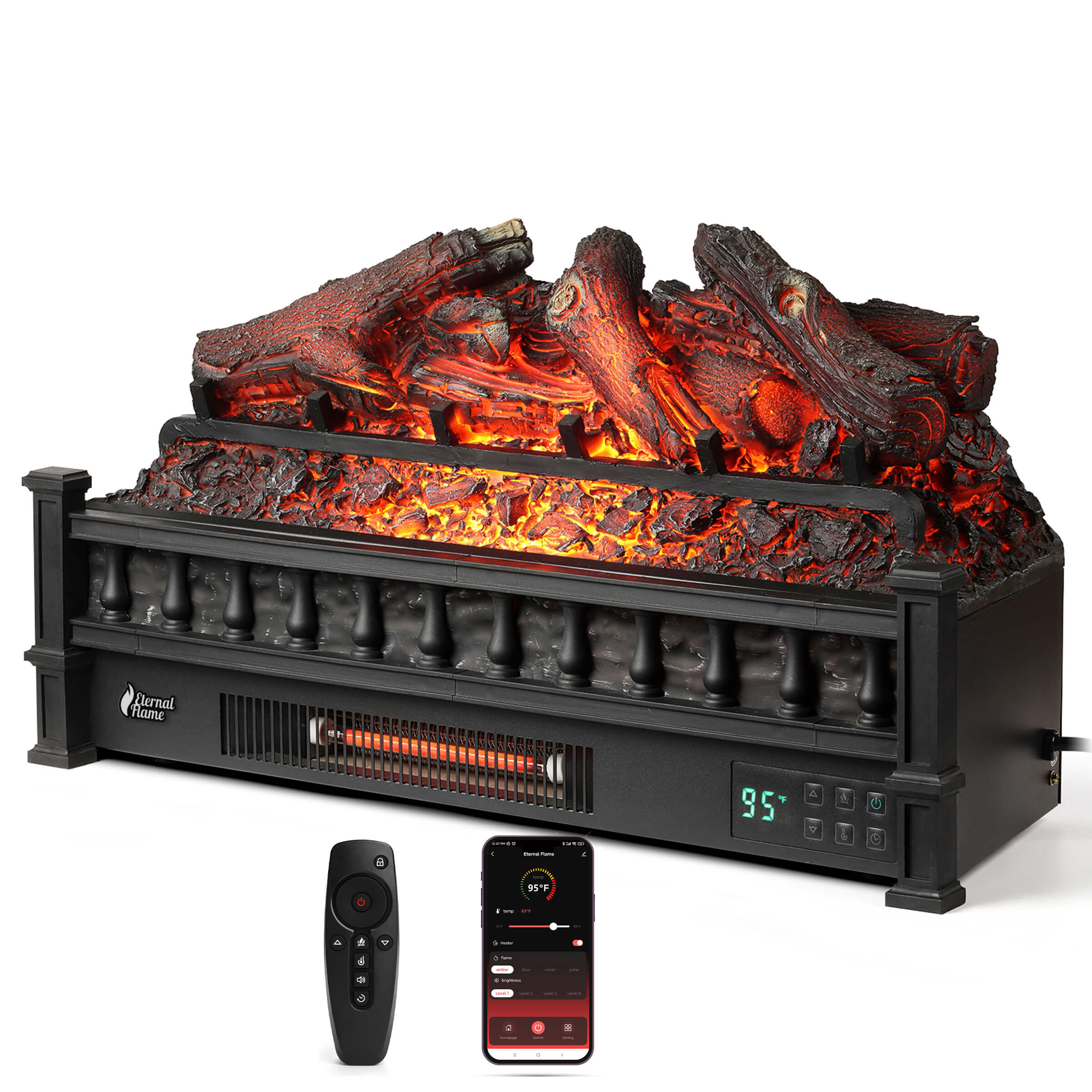 (Open Box) Eternal Flame EF26-LG Smart Electric Fireplace Logs, WiFi Enabled – TURBRO