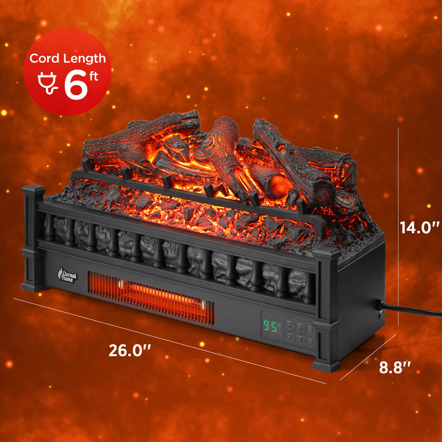 Eternal Flame EF26-LG Electric Fireplace Logs – TURBRO, view 6