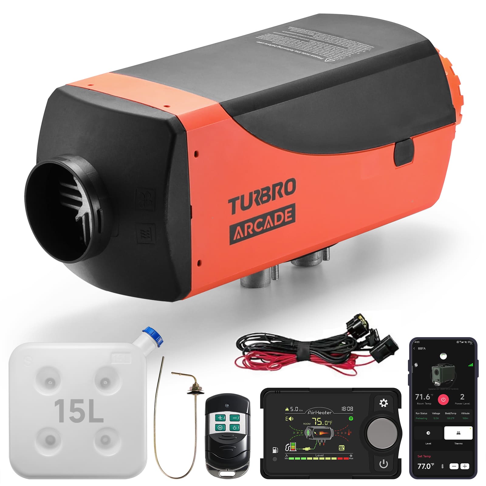 Arcade S8BP Diesel Heater, 8kW Dual Voltage, 4 Gal Large Tank – TURBRO