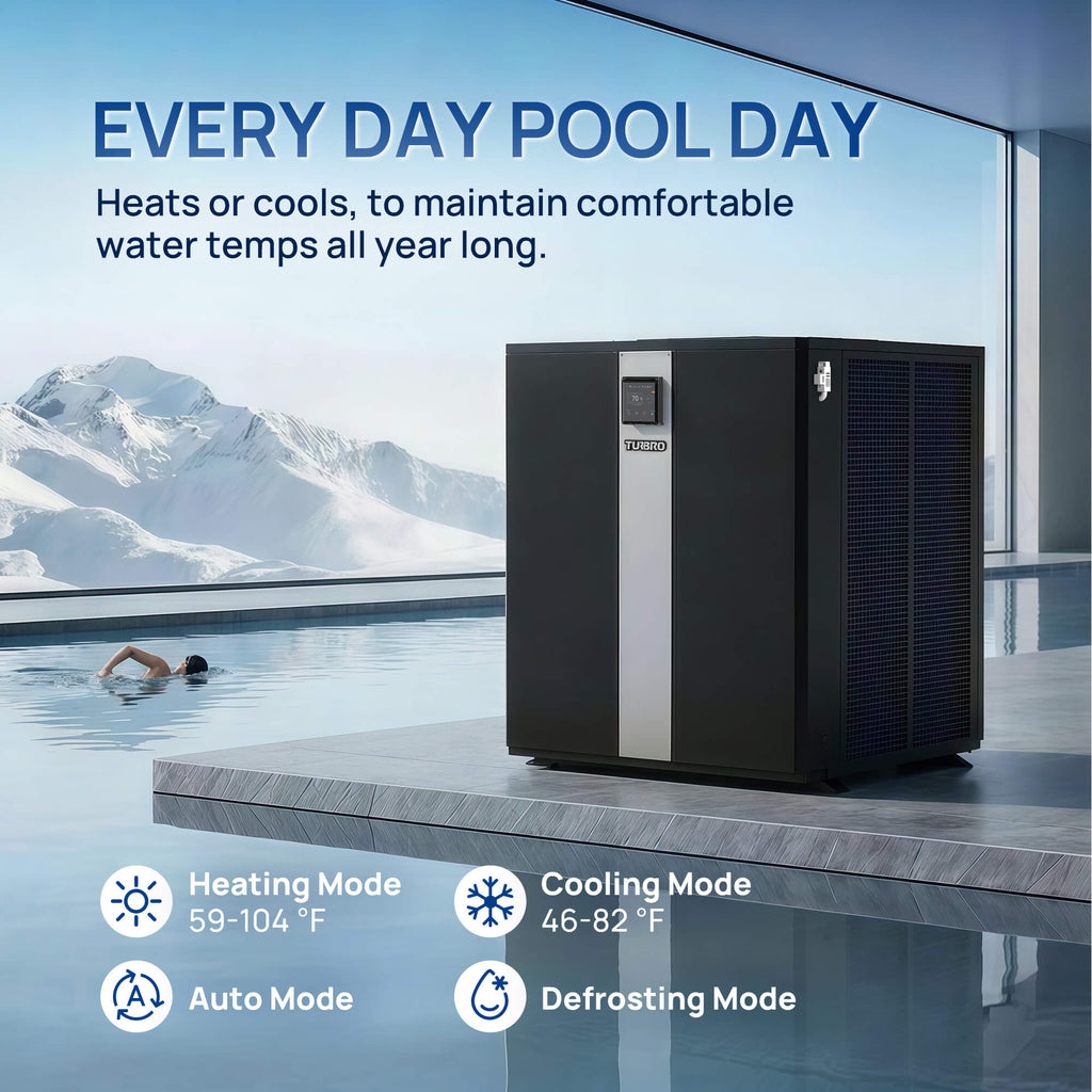 Beluga Inverter Top Discharge Pool Heat Pump, 120K/160K BTU – TURBRO, view 3