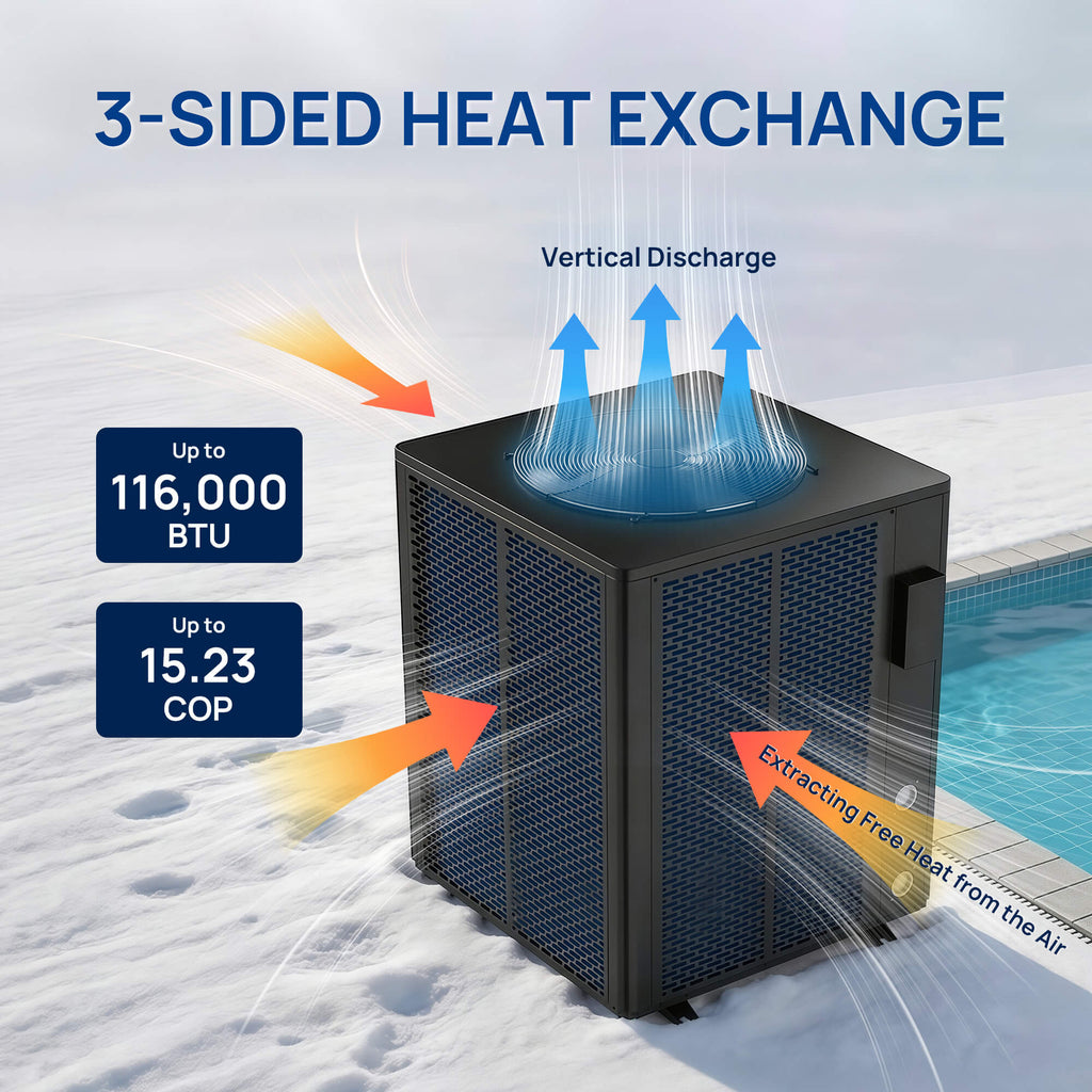Beluga Inverter Top Discharge Pool Heat Pump, 120K/160K BTU – TURBRO, view 4