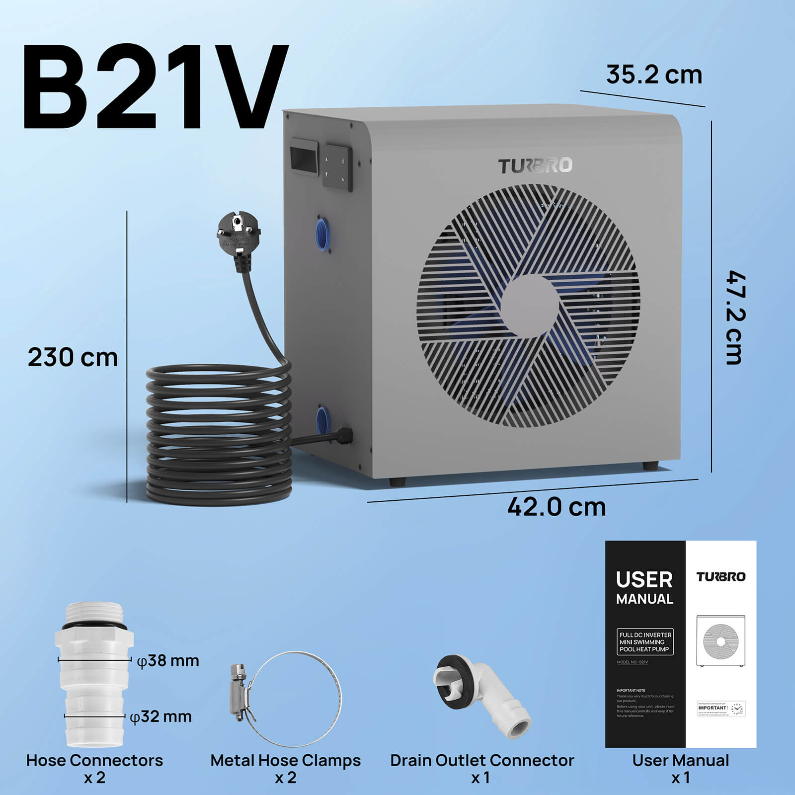 Beluga Inverter Pool Heat Pump - European version – TURBRO, view 8