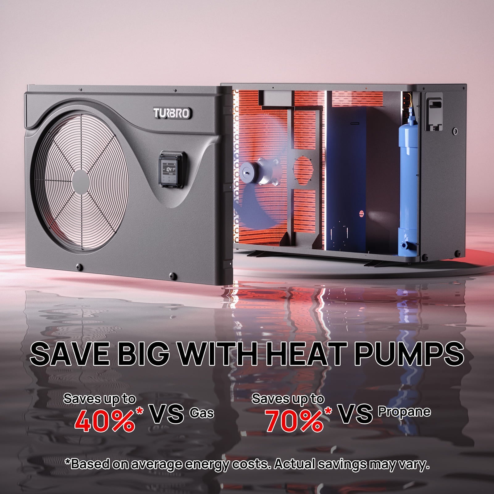Beluga Inverter Pool Heat Pump, 50K/75K BTU – TURBRO, view 6
