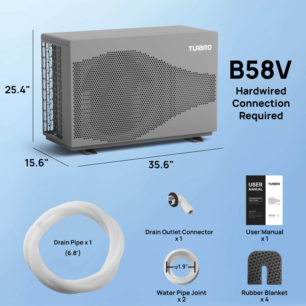 Beluga Inverter Pool Heat Pump, 33K/58K/100K BTU – TURBRO, view 9