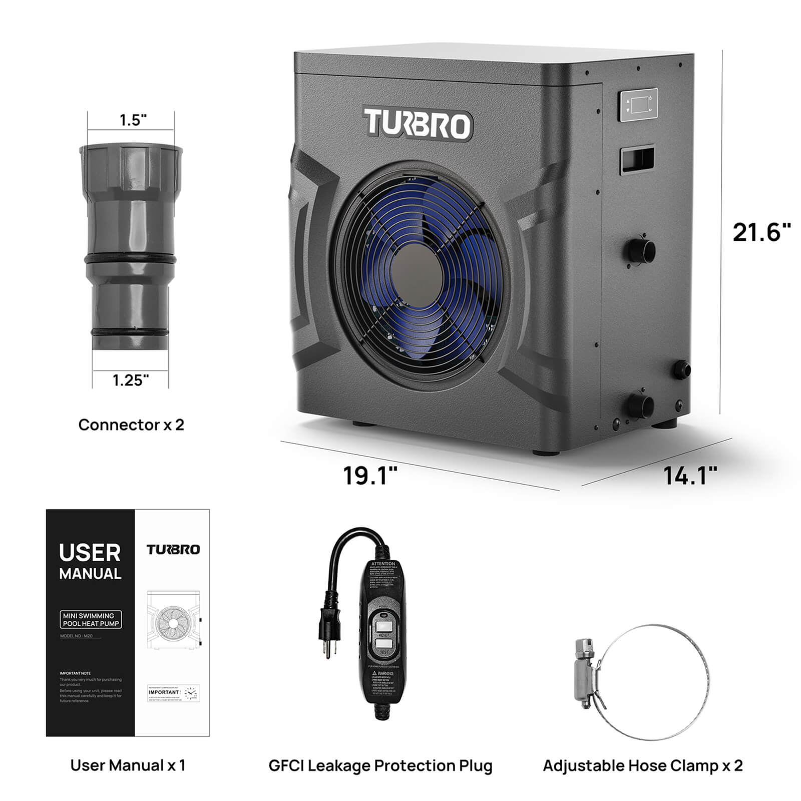(Open Box) Manatee M20 Swimming Pool Heat Pump – TURBRO, view 7