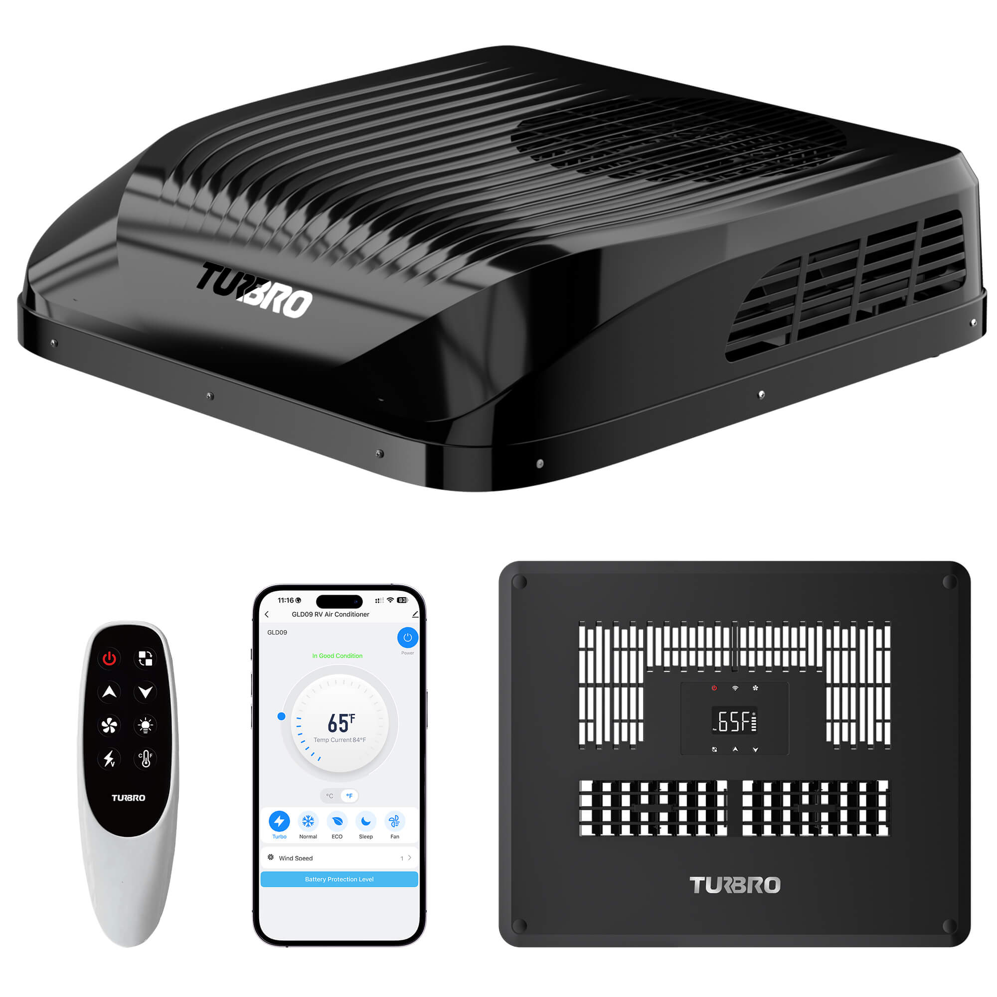 Greenland 9,000 BTU 12V DC Inverter Rooftop RV Air Conditioner – TURBRO, view 2