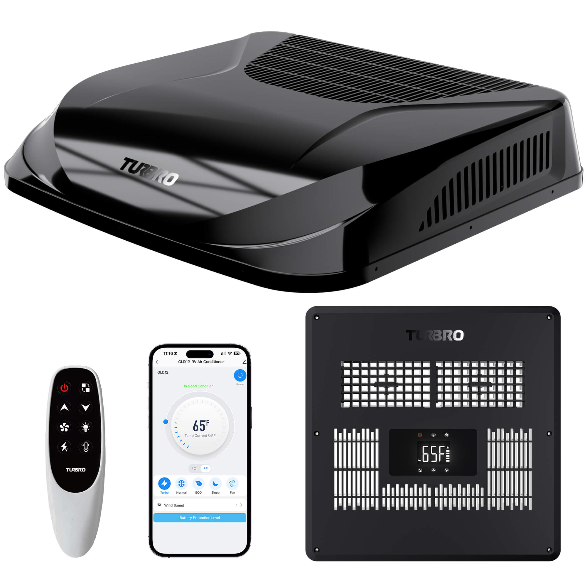 Greenland 12,000 BTU 12V DC Inverter Rooftop RV Air Conditioner – TURBRO, view 2