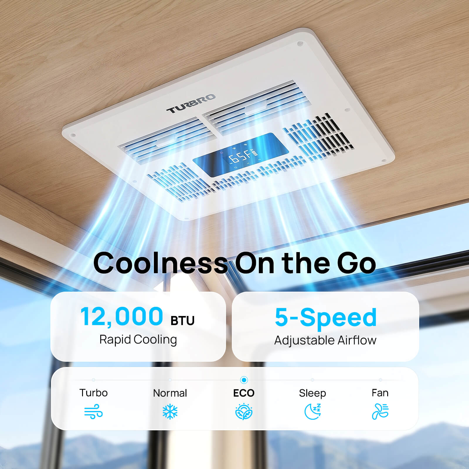 Greenland 12,000 BTU 12V DC Inverter Rooftop RV Air Conditioner – TURBRO, view 3