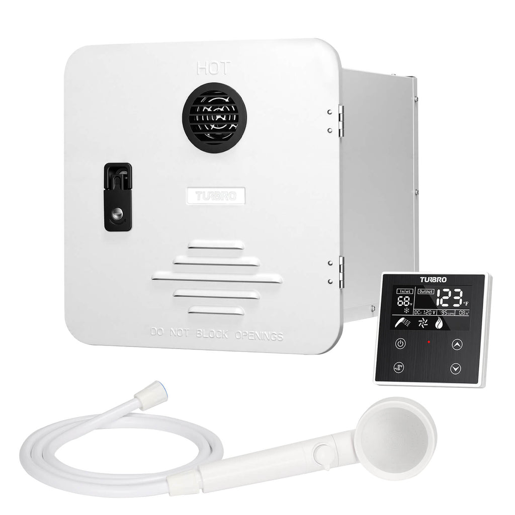Rotorua 65K BTU RV Tankless Propane Water Heater with Door – TURBRO, view 2