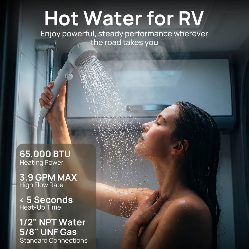Rotorua 65K BTU RV Tankless Propane Water Heater with Door – TURBRO, view 7