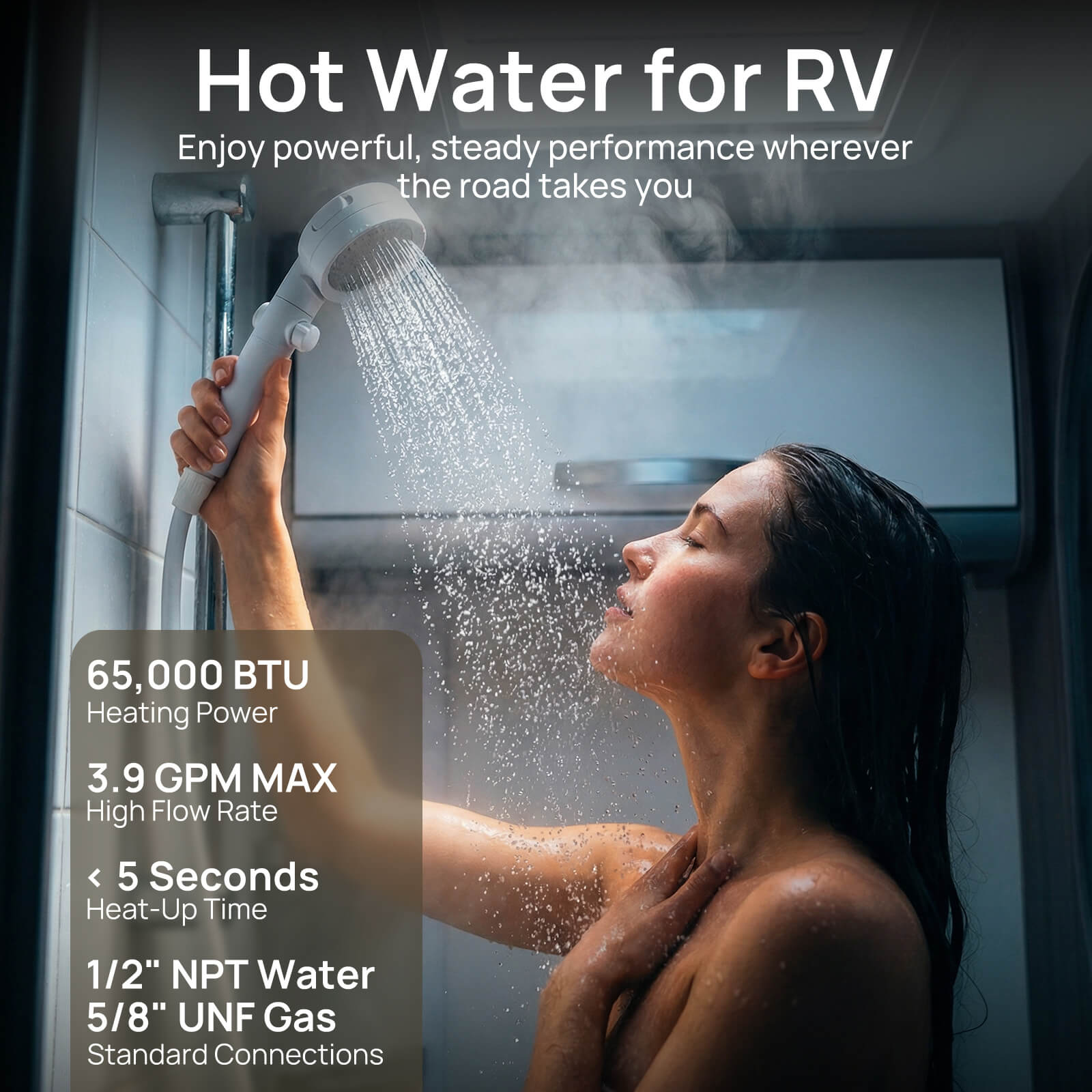 Rotorua 65K BTU RV Tankless Propane Water Heater, Unit Only – TURBRO, view 2