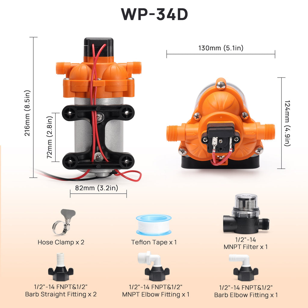 Rotorua RV Diaphragm Water Pressure Pump – TURBRO, view 7