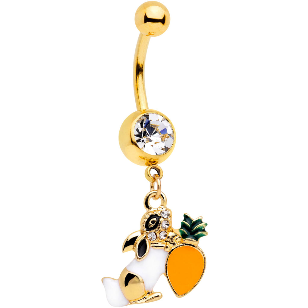 BodyCandy Clear Gem Gold Tone Carrot Bunny Dangle Belly Ring — main product shot