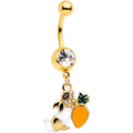 BodyCandy Clear Gem Gold Tone Carrot Bunny Dangle Belly Ring — main product shot