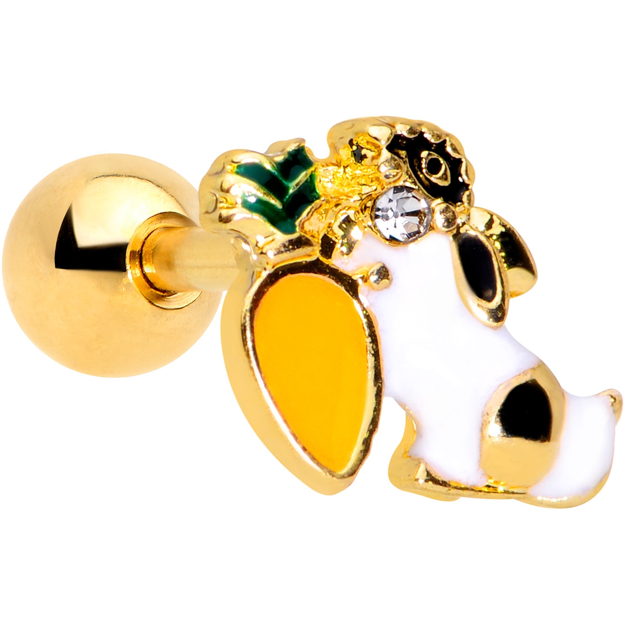 BodyCandy 16G 1/4 Clear Gem Gold Tone Carrot Bunny Rabbit Cartilage Tragus — main product shot
