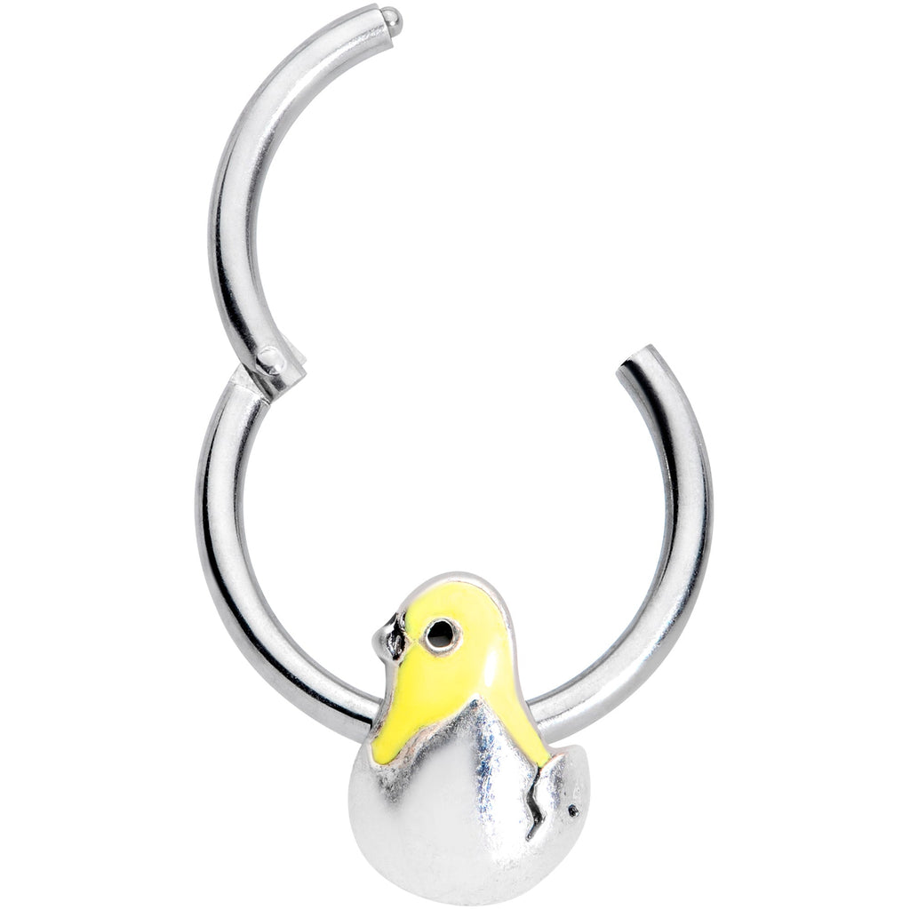 BodyCandy 16G 3/8 Hatching Easter Chick Hinged Segment Ring — detail close-up