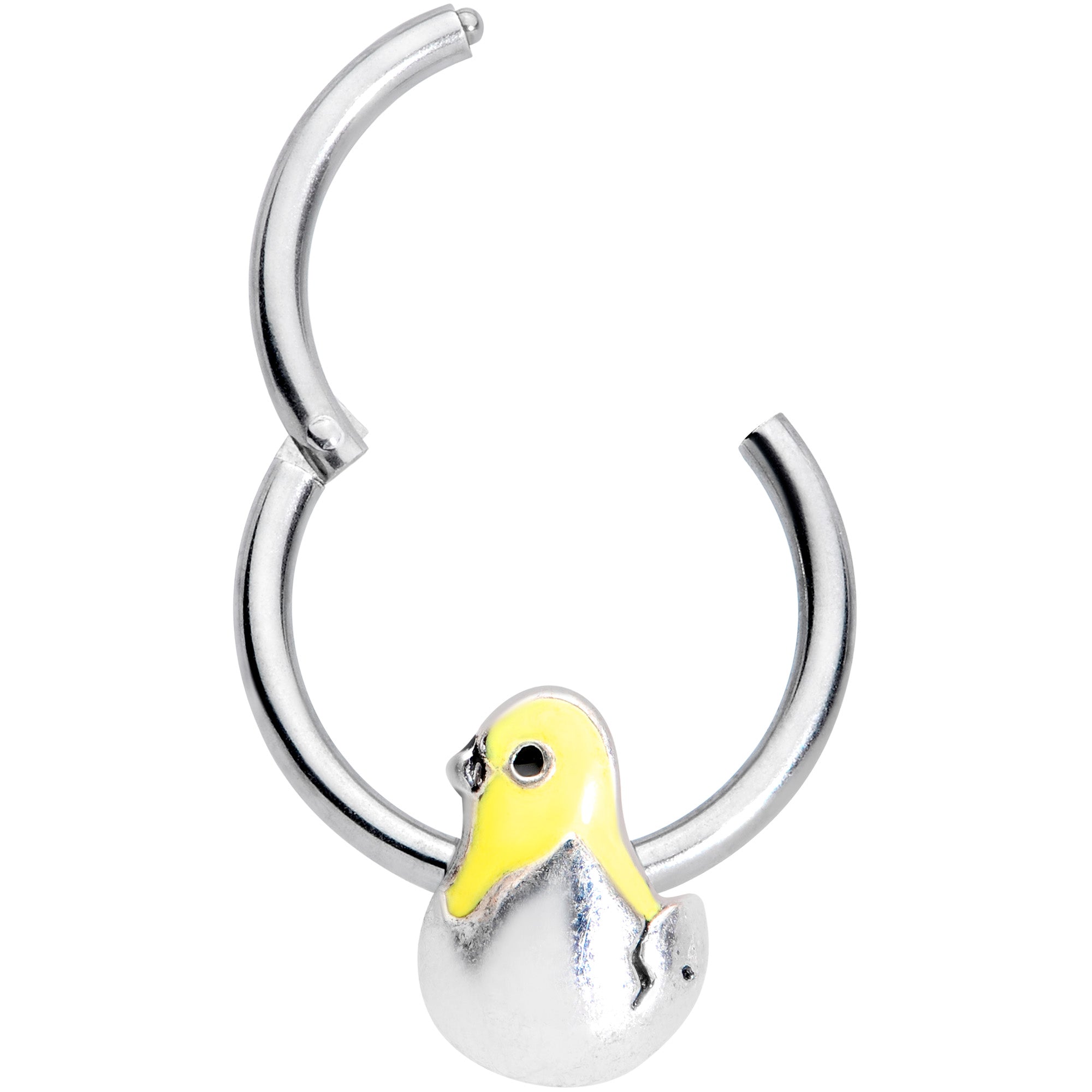 BodyCandy 16G 3/8 Hatching Easter Chick Hinged Segment Ring — detail close-up