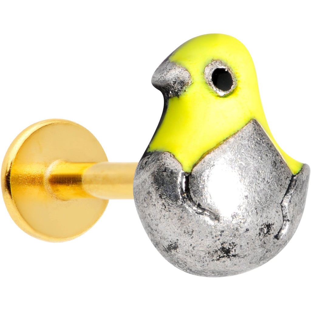 BodyCandy 16G 5/16 Gold Tone Hatching Easter Chick Labret Monroe Tragus — main product shot