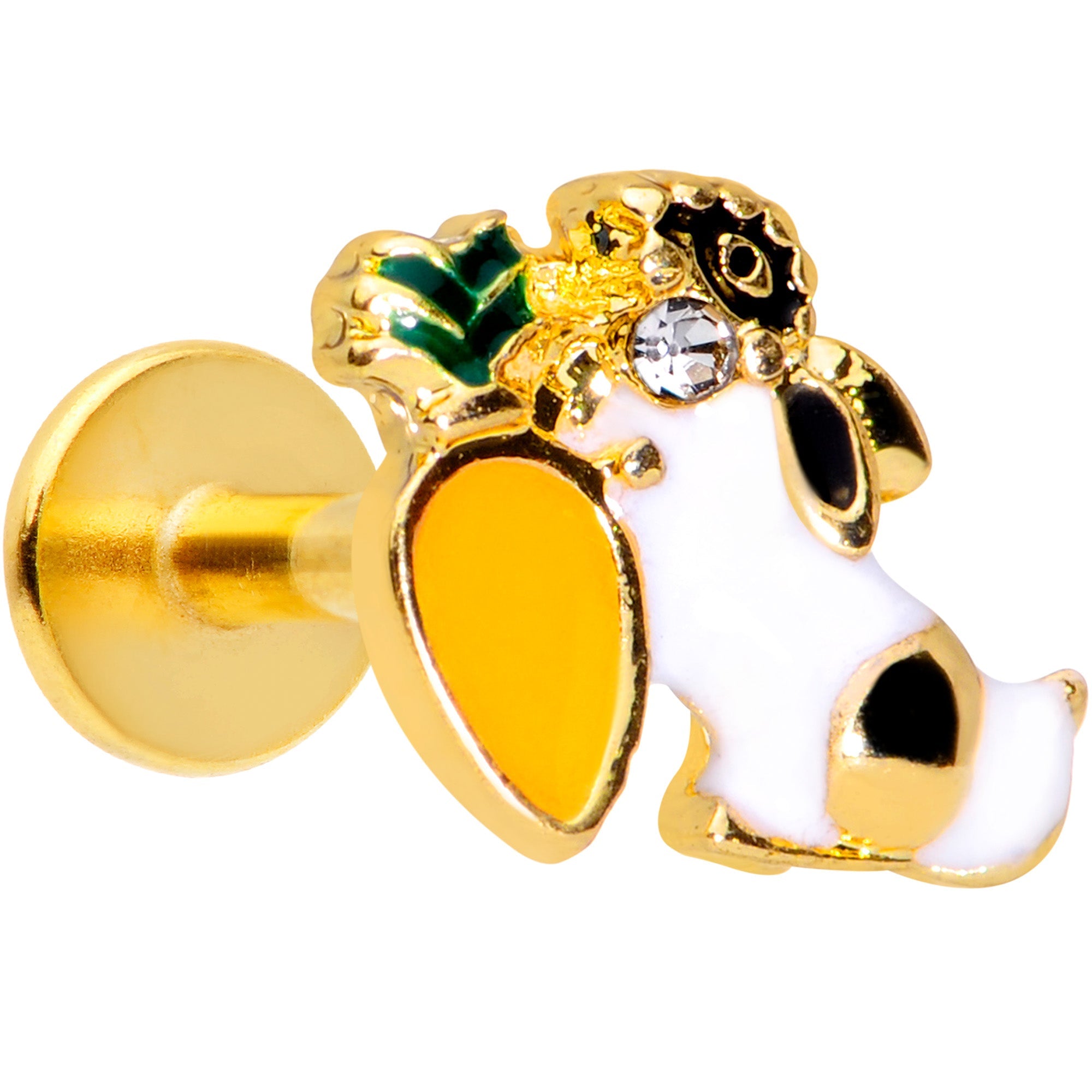 BodyCandy 16G 5/16 Clear Gem Gold Tone Carrot Bunny Labret Monroe Tragus — main product shot