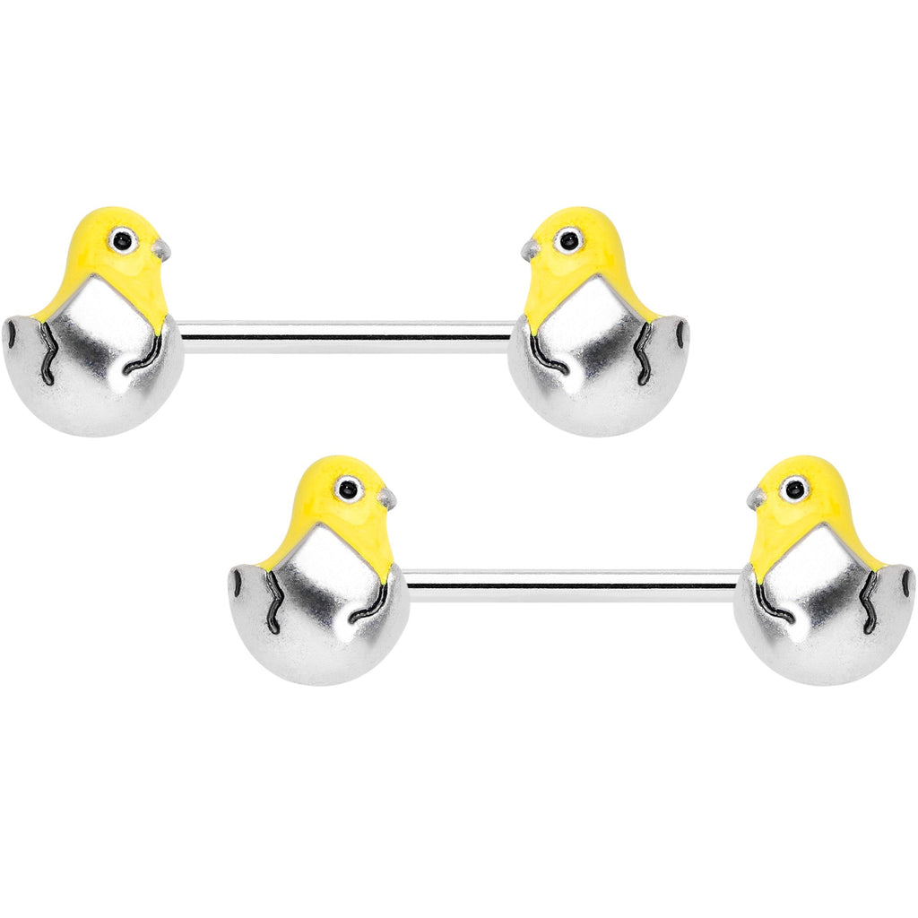 BodyCandy 14G 9/16 Hatching Easter Chick Barbell Nipple Ring Set — main product shot