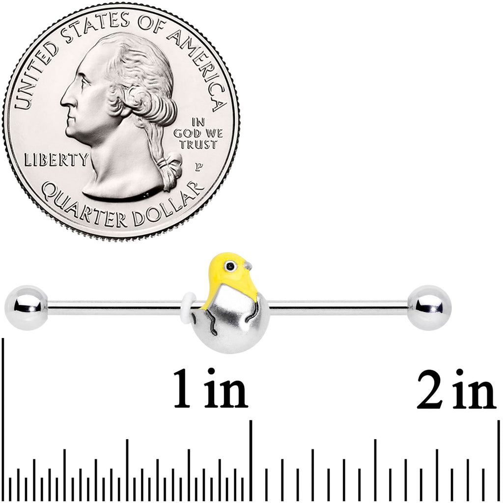 BodyCandy 14G Hatching Easter Chick Industrial Barbell 38mm — detail close-up