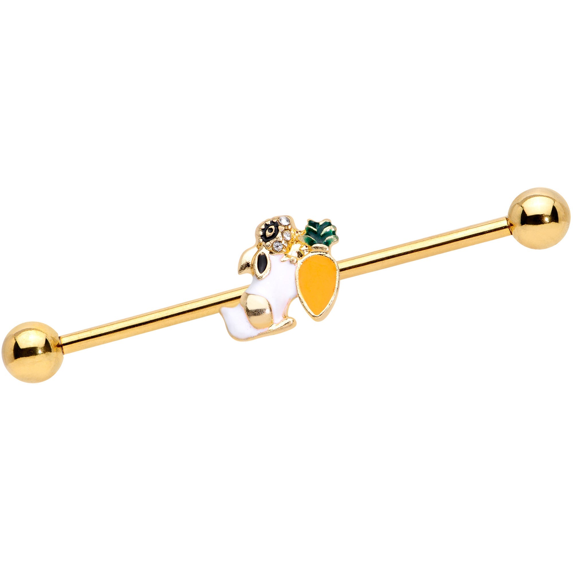 BodyCandy 14G Gold Tone Carrot Bunny Industrial Barbell 38mm — main product shot