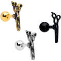 BodyCandy 16G 1/4 Black Gold Tone Scissors Hair Cartilage Tragus Set of 3 — main product shot