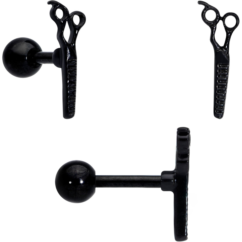 BodyCandy 16G 1/4 Black Gold Tone Scissors Hair Cartilage Tragus Set of 3 — lifestyle context