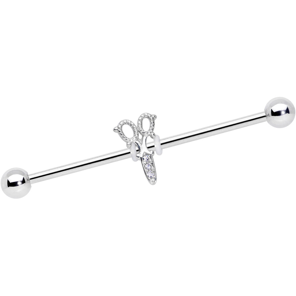 BodyCandy 14G Clear Gem Elegant Scissors Industrial Barbell 38mm — main product shot