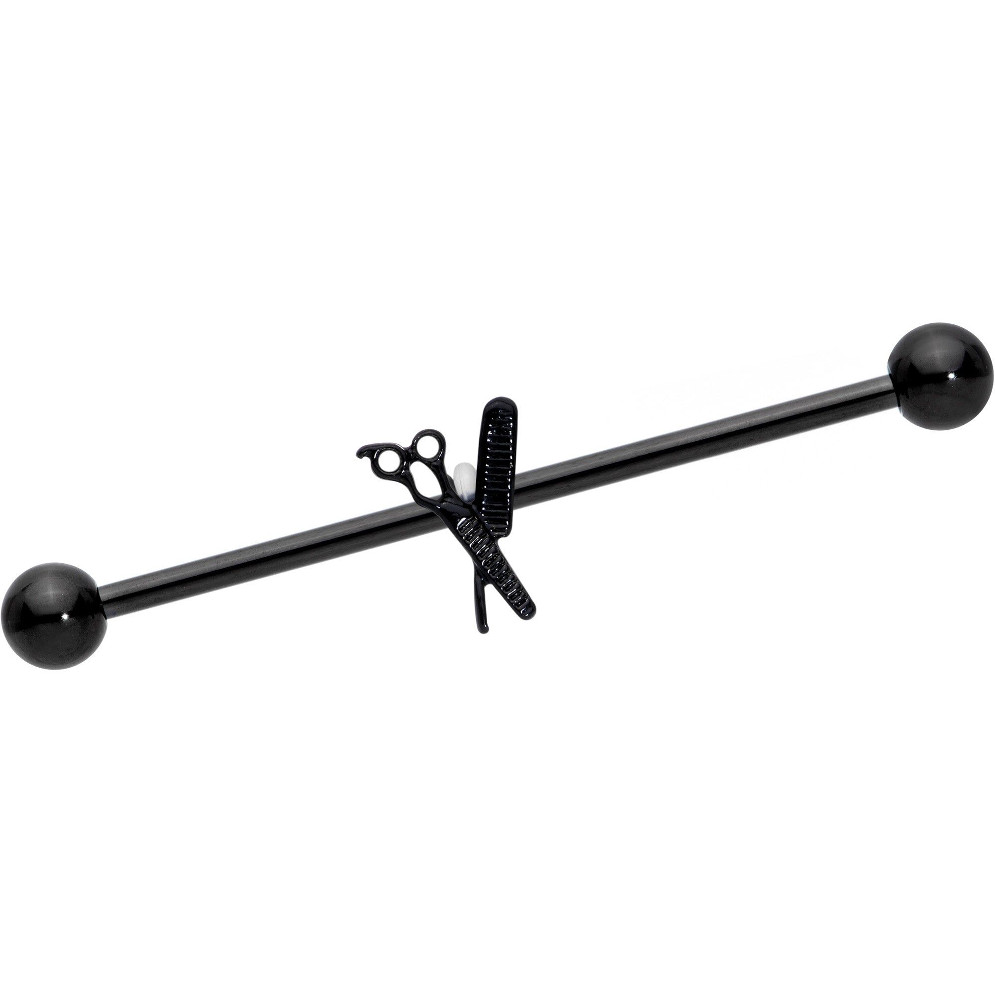 BodyCandy 14G Black Scissors Comb Industrial Barbell 38mm — main product shot