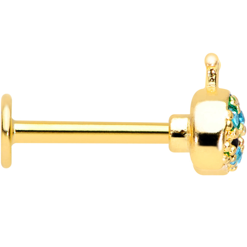BodyCandy 16G 5/16 Aqua Gem Gold Tone Water Whale Labret Monroe Tragus — lifestyle context