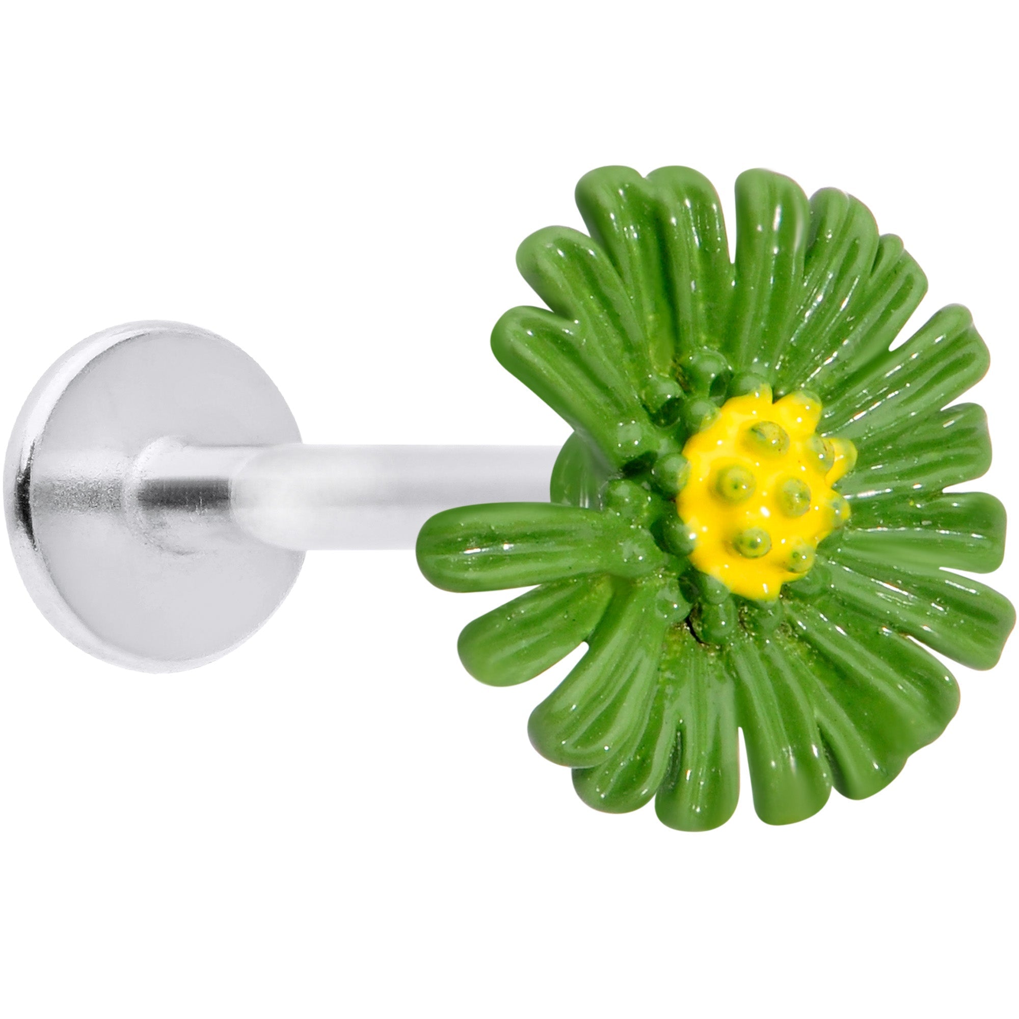 BodyCandy 16G 5/16 Green Daisy Flower Labret Monroe Tragus — main product shot