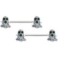 BodyCandy 14G 5/8 Clear Black Gem Scary Ghost Barbell Nipple Ring Set — main product shot