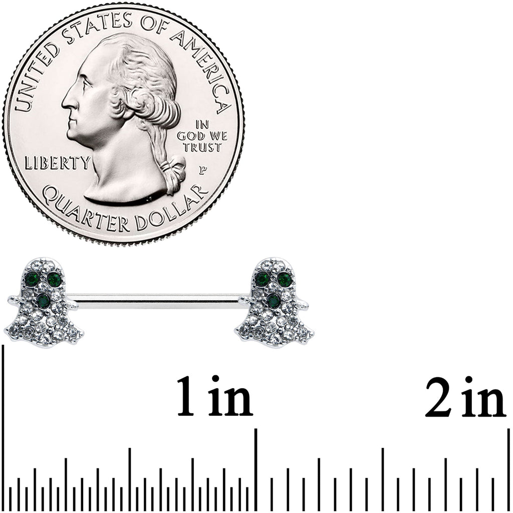 BodyCandy 14G 5/8 Clear Black Gem Scary Ghost Barbell Nipple Ring Set — lifestyle context