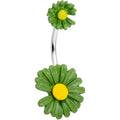 BodyCandy Green Double Flower Double Mount Belly Ring — main product shot