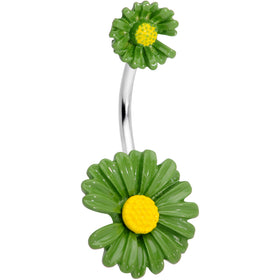 Green Double Flower Double Mount Belly Ring